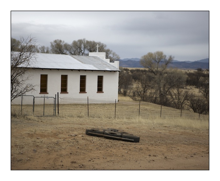  Six truck tyres used by the United States Border Patrol to ‘cut’ the desert trail. ‘Cutting the trail’ entails dragging car tyres behind a vehicle to sweep the desert trail. This is usually done in the evening so that any migrant footprints made overnight will be visible in the morning and allow Border Patrol trackers to follow them through the desert. 