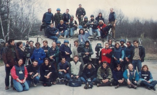  Journalists, Tuzla airfield, Bosnia, 1993.&nbsp;Photographer Unknown&nbsp; 